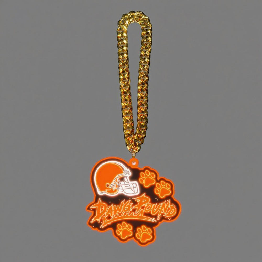 Showing off your passion to American football Cleveland Browns UV logo chains light up sign including necklace Chains for fans