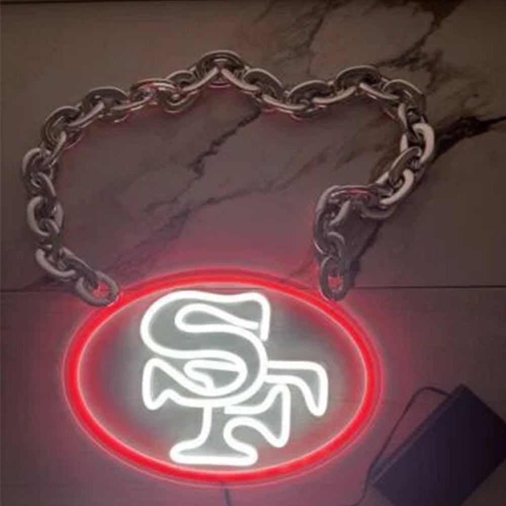 Illuminate Your Passion American football 49ers Neon Light Up Big Logo Chain Chains for fans