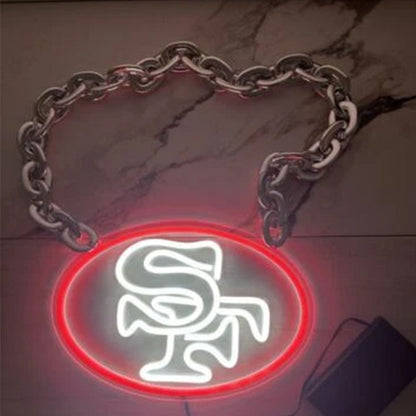 Illuminate Your Passion American football 49ers Neon Light Up Big Logo Chain Chains for fans