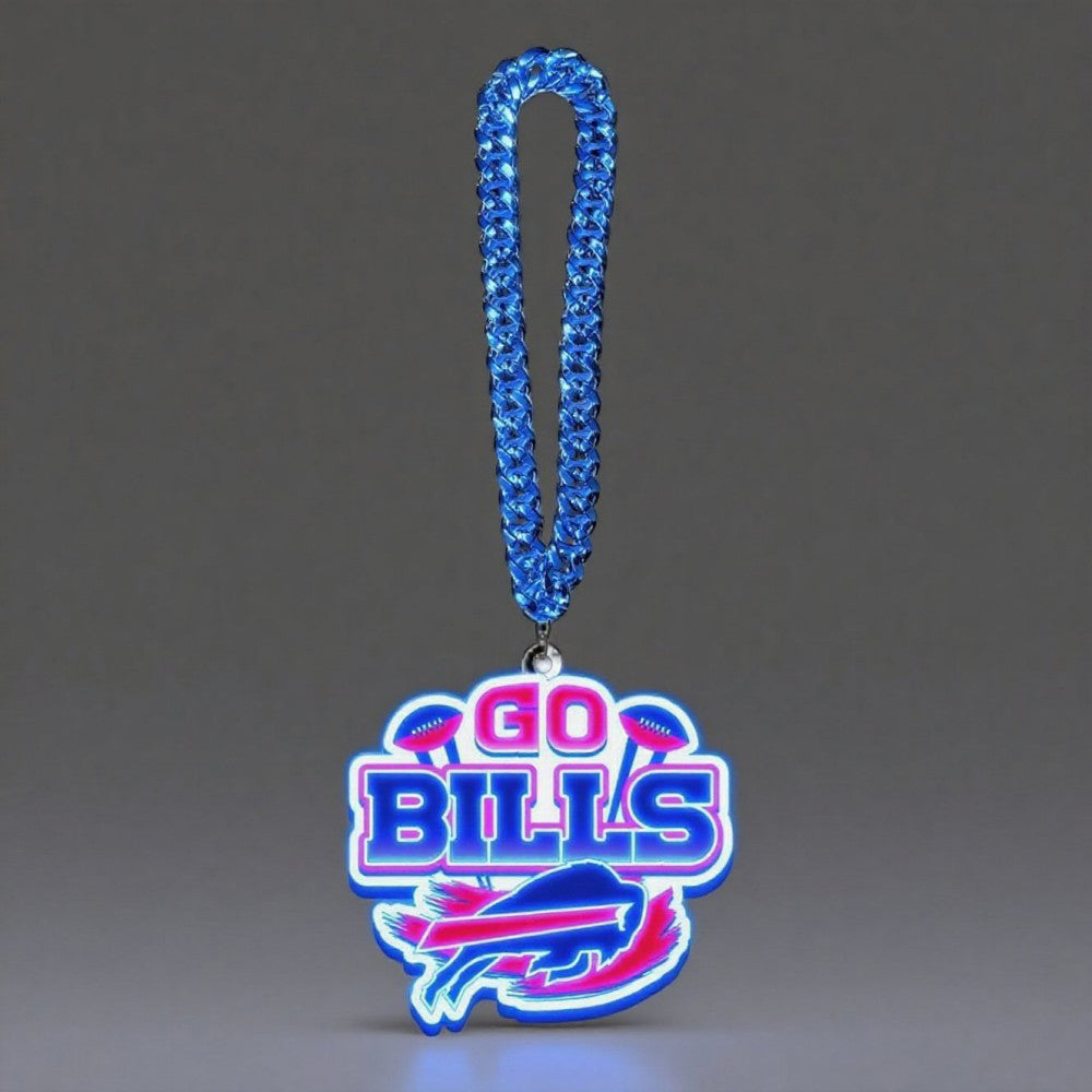 Showing off your passions for American football Led Team logo chains UV printed lighting up sign including necklace Chains for fans