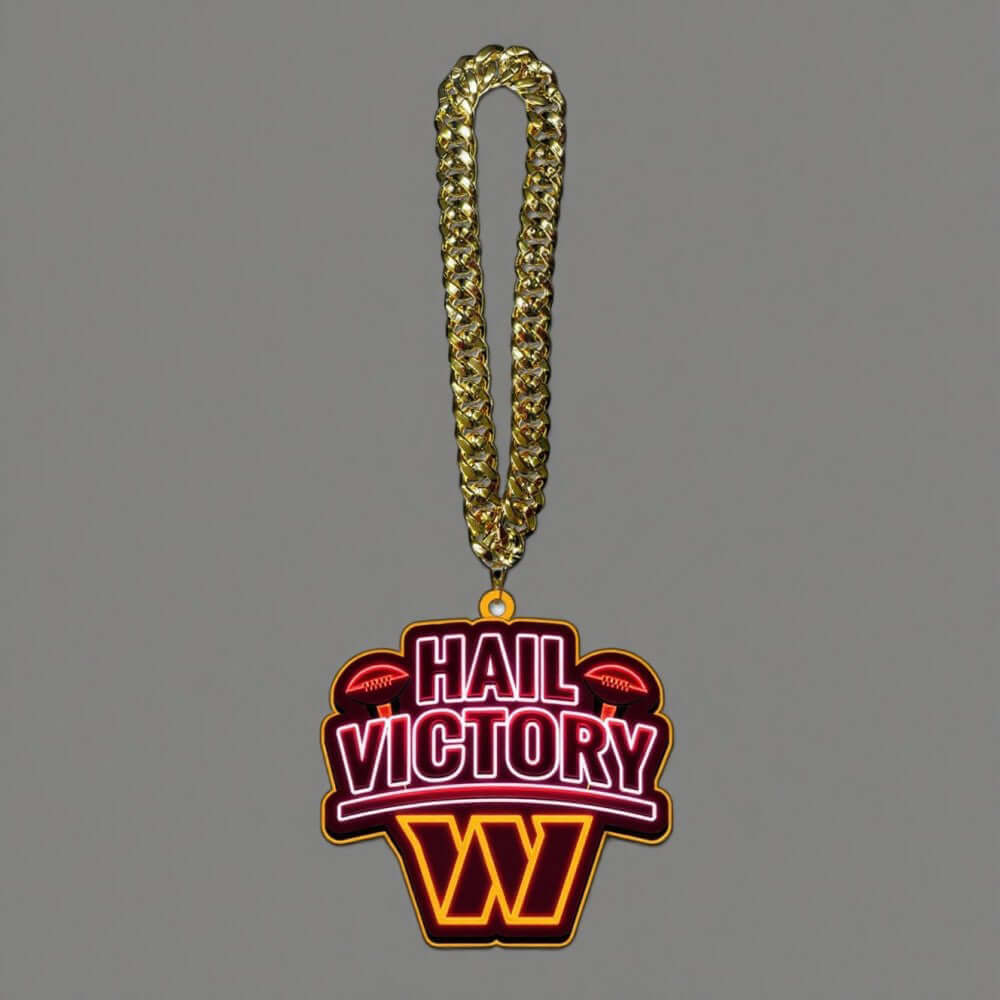 Hail Victory Washington Commanders light up necklace with logo chains for American football fans.