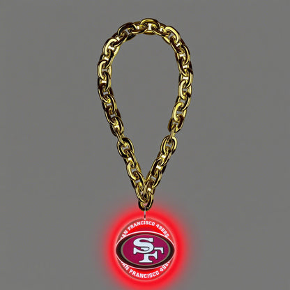 Showing off your passions for American football Led Team logo chains UV printed lighting up sign including necklace Chains for fans
