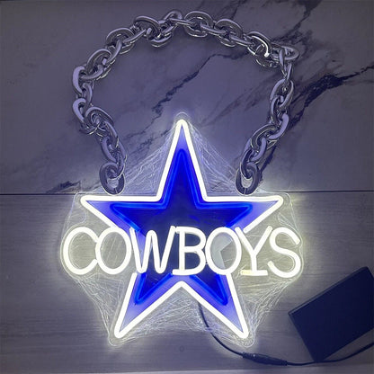 Illuminate Your Passion New Types American football Dallas Cowboys Neon Light Up Big Logo Chain Chains for fans
