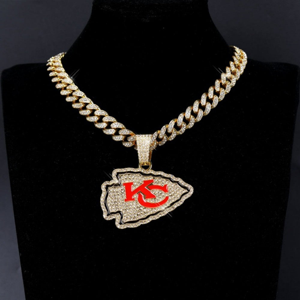 American teams logo specific crystal Diamond effect chains-Golden Chains for fans