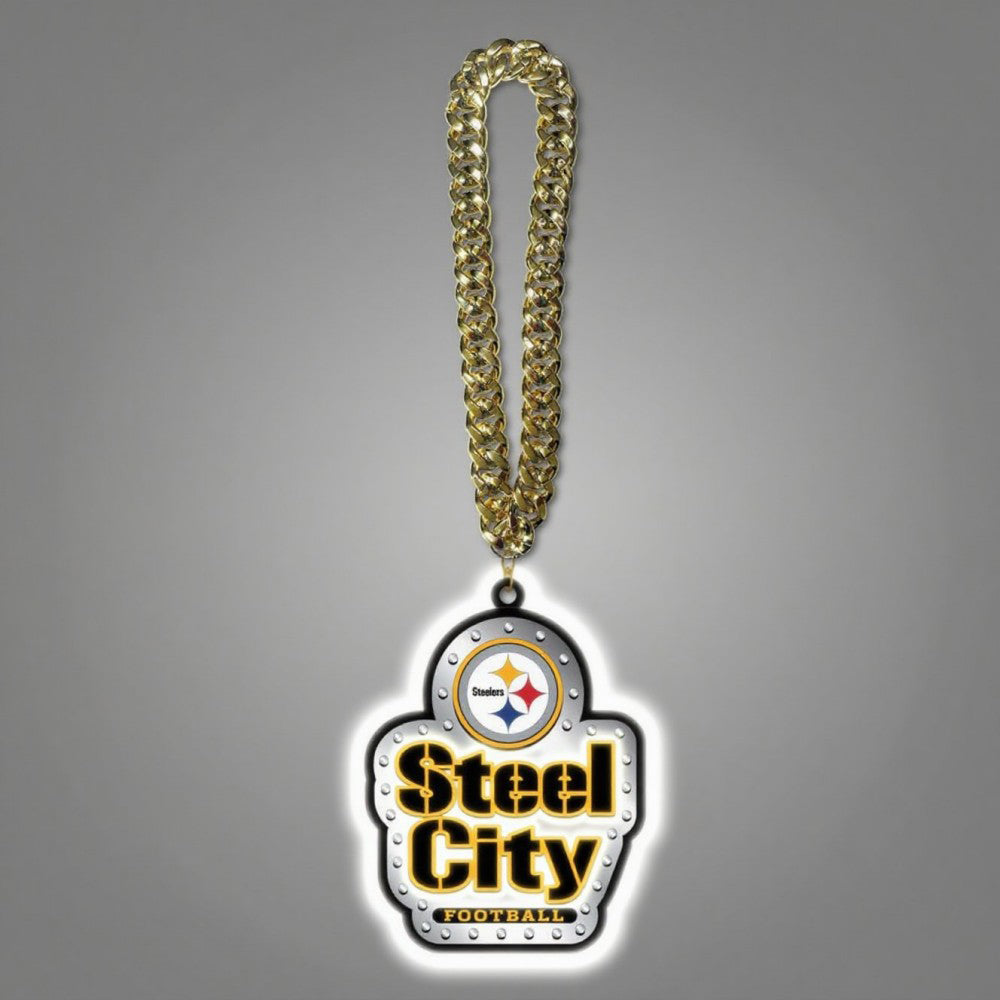 Showing off your passions for American football Led Team logo chains UV printed lighting up sign including necklace Chains for fans