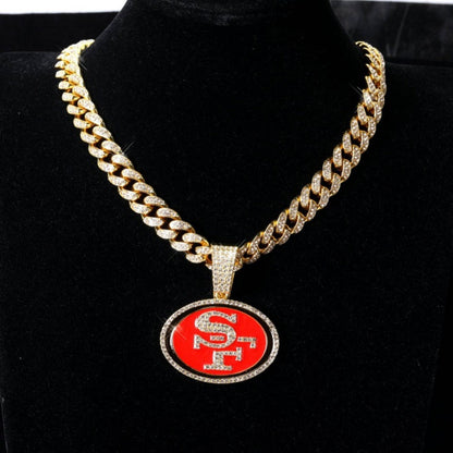 American teams logo specific crystal Diamond effect chains-Golden Chains for fans