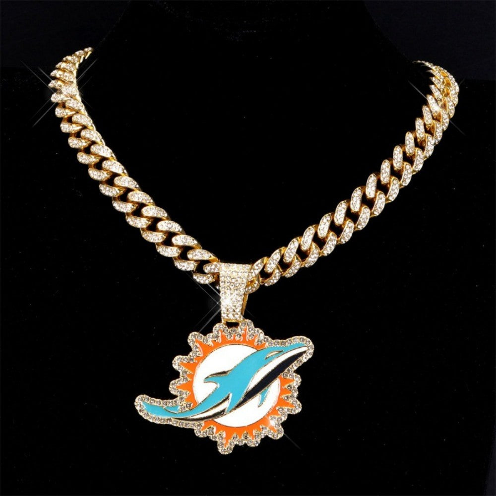 American teams logo specific crystal Diamond effect chains-Golden Chains for fans