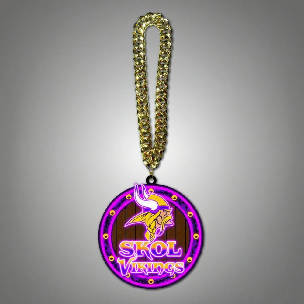 Showing off your passion to American football Minnesota Vikings UV logo chains light up sign including necklace Chains for fans
