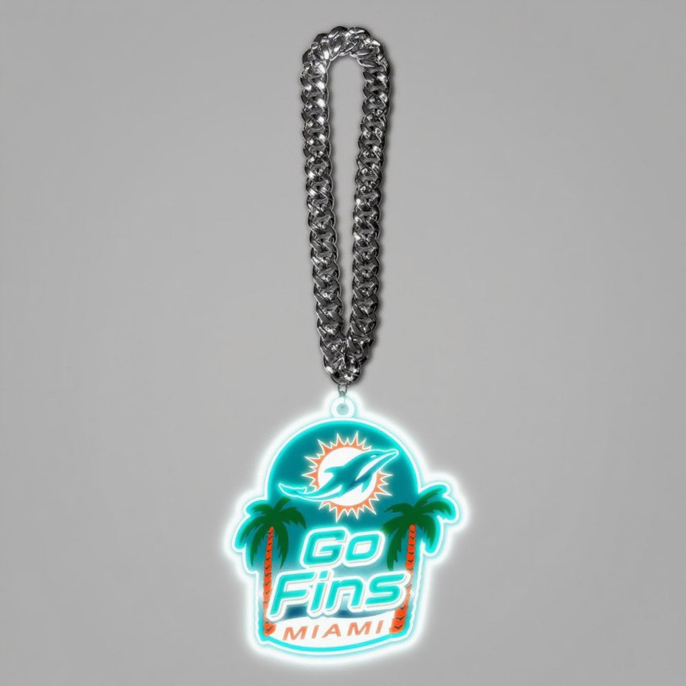 Showing off your passions for American football Led Team logo chains UV printed lighting up sign including necklace Chains for fans