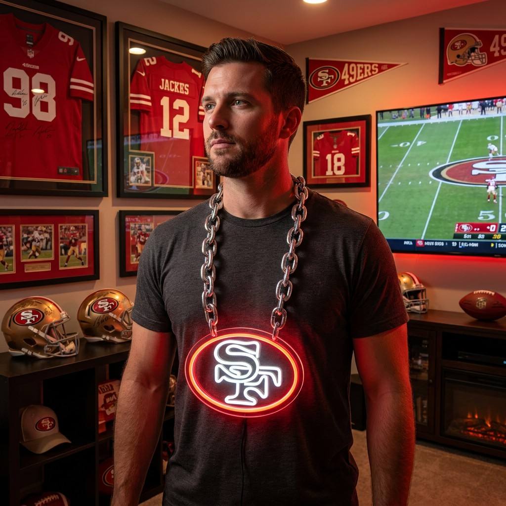 Illuminate Your Passion New Types American football 49ers Neon Light Up Big Logo Chain Chains for fans