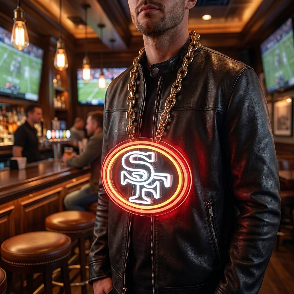 Illuminate Your Passion New Types American football 49ers Neon Light Up Big Logo Chain Chains for fans
