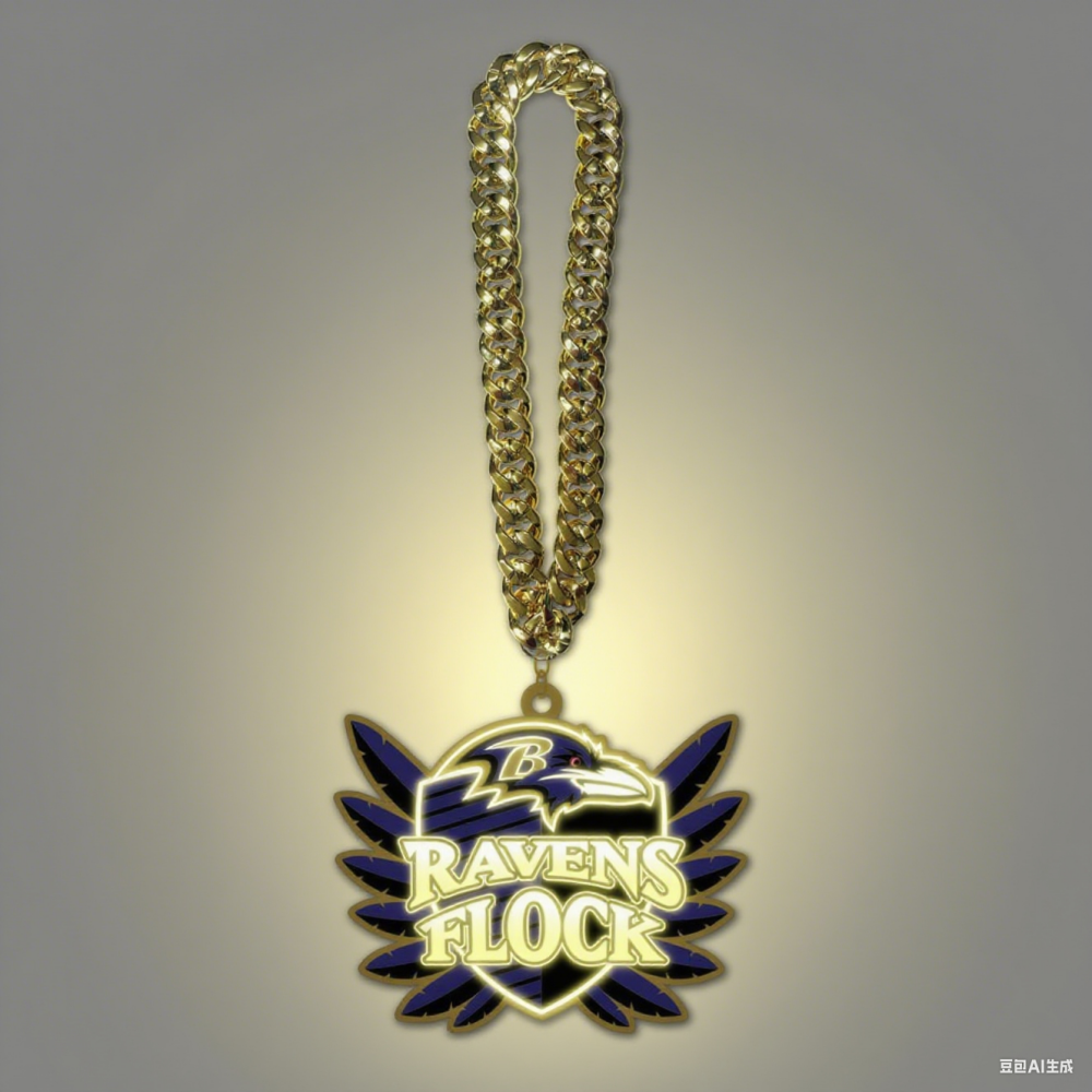Showing off your passion to American football Baltimore Ravens UV logo chains light up sign including necklace Chains for fans