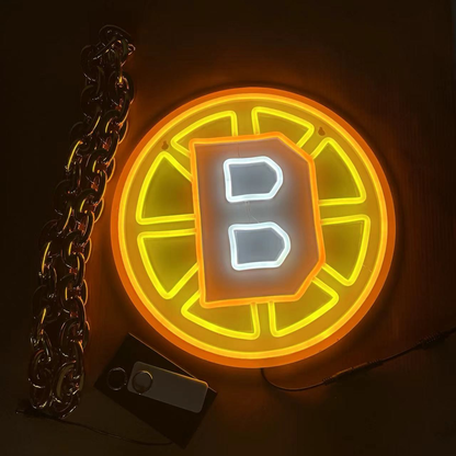 Boston Bruins team logo neon sign