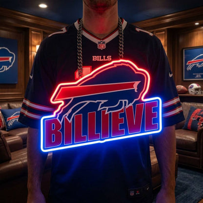 Buffalo Bills 35cm Oversized LED Neon Pendant Sign Big Team Logo Chain Light Duty Acrylic Material Medallion Fan Shop Supply Chains for fans