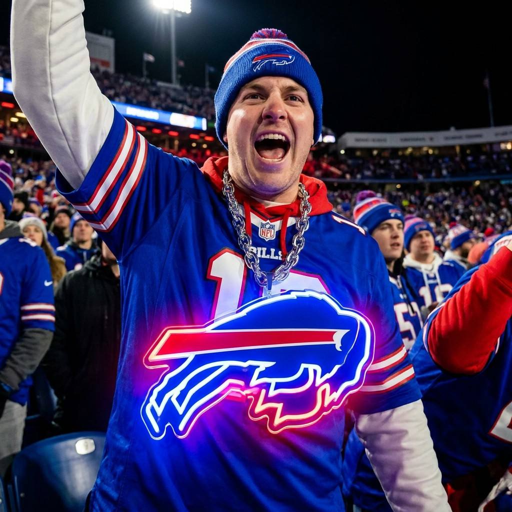 Buffalo Bills 35cm Oversized LED Neon Pendant Sign Big Team Logo Chain Light Duty Acrylic Material Medallion Fan Shop Supply Chains for fans