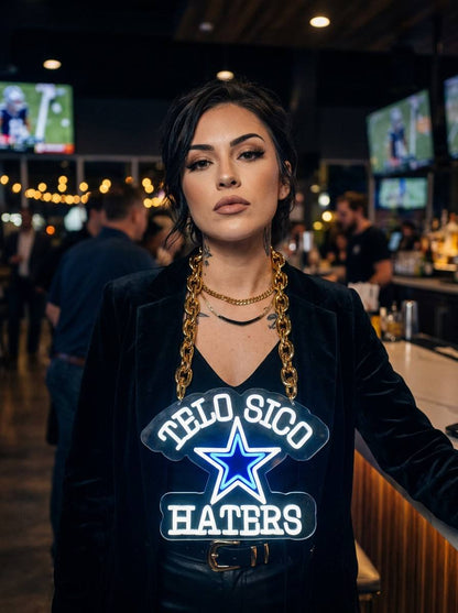 Dallas Cowboys LED Neon Sign Chain Heavy Gold Pendant for NFL Fans Sports Bar Party Decor Chains for fans
