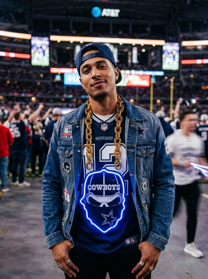 Dallas Cowboys LED Neon Sign Chain Heavy Gold Pendant for NFL Fans Sports Bar Party Decor Chains for fans