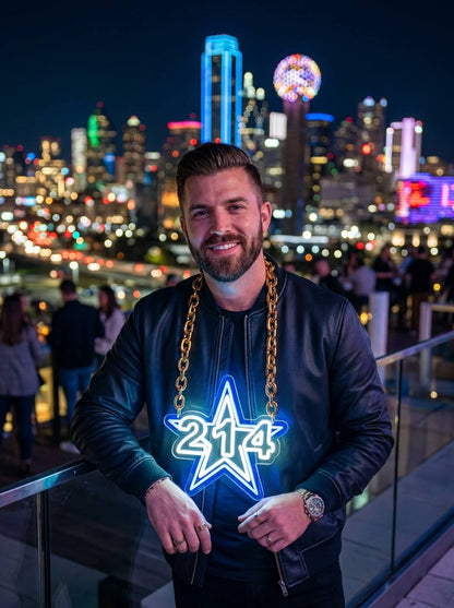 Dallas Cowboys LED Neon Sign Chain Heavy Gold Pendant for NFL Fans Sports Bar Party Decor Chains for fans