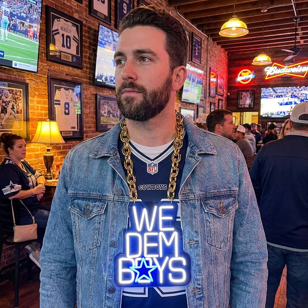 Illuminate Your Passion New Types American football Dallas Cowboys Neon Light Up Big Logo Chain Chains for fans