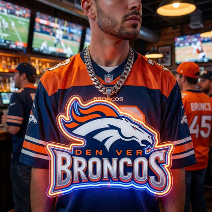 Denver Broncos 30cm Oversized LED Neon Pendant Sign Big Team Logo Chain Light Duty Acrylic Material Medallion Fan Shop Supply Chains for fans
