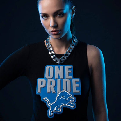 Detroit Lions 30cm 3D UV Printed Neon Pendant Necklace Oversized Light Acrylic Link Chain Honolulu Blue Glow Fan Gear Chains for fans