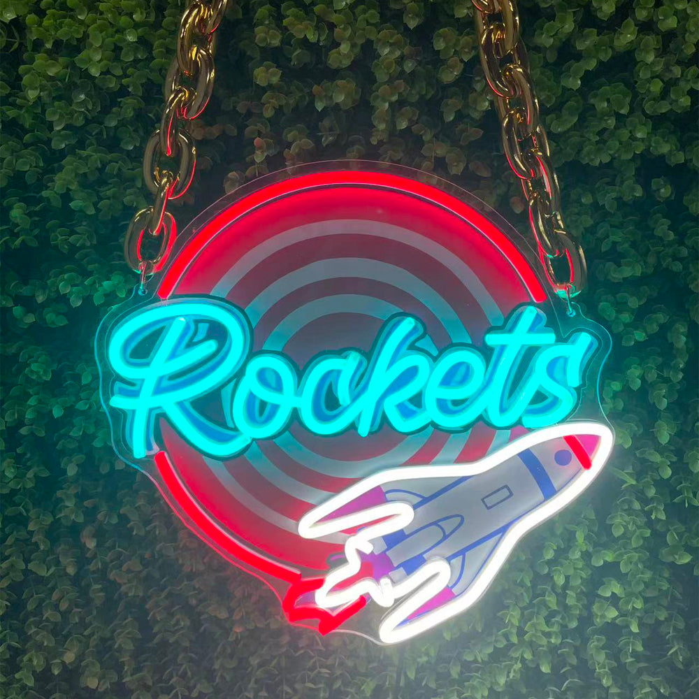 houstom rockets neon light chain necklace fashion decor