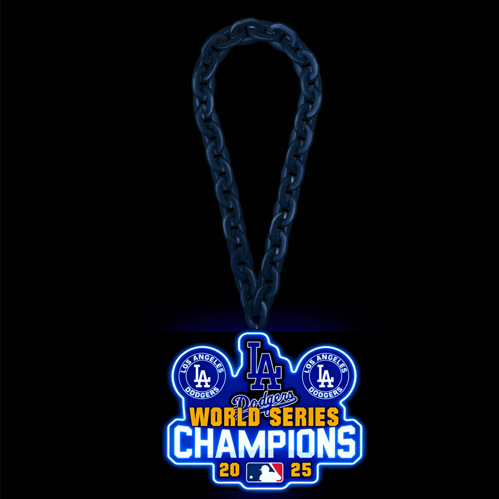 Led big team Los Angeles Dodgers 2025 Back To Back World Series Champions Neon Light Up Big Logo Chain Chains for fans