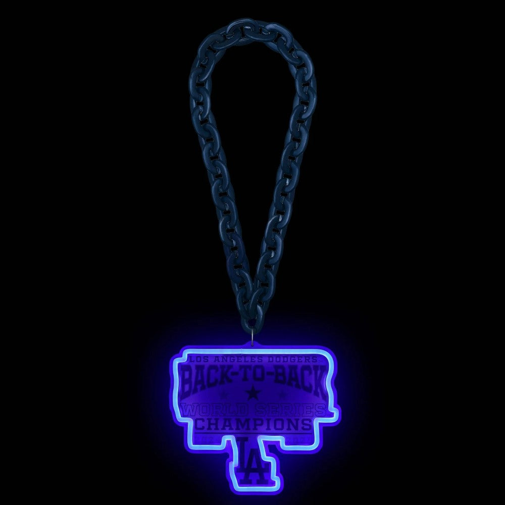 Led big team Los Angeles Dodgers 2025 Back To Back World Series Champions Neon Light Up Big Logo Chain Chains for fans