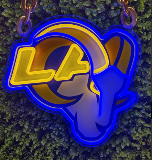 Illuminate Your Passion American football Los Angeles Rams Neon lighting up big logo chain for your team Chains for fans