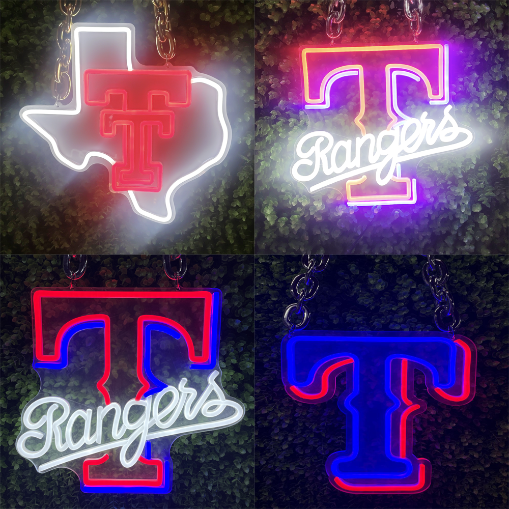 MLB texas rangers neon sign with chain