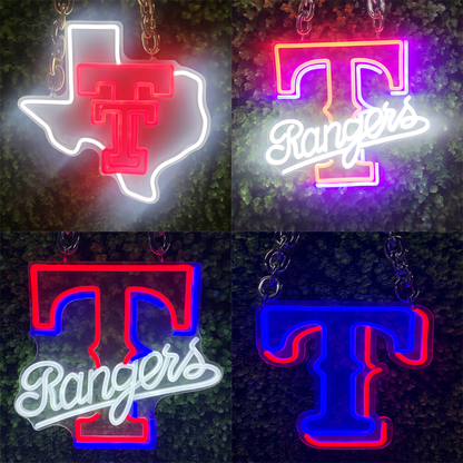 MLB texas rangers neon sign with chain