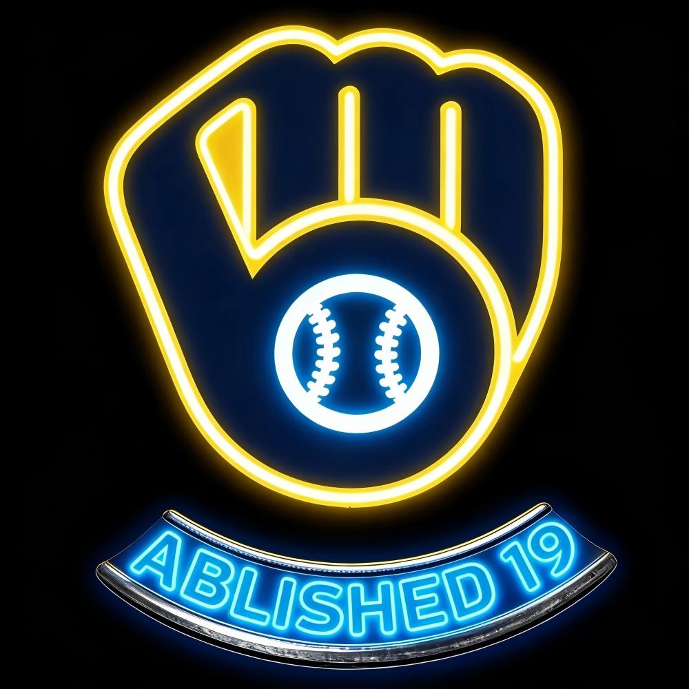 MLB Sporting neon sign MLB Milwaukee Brewers lighting up sign Chains for fans