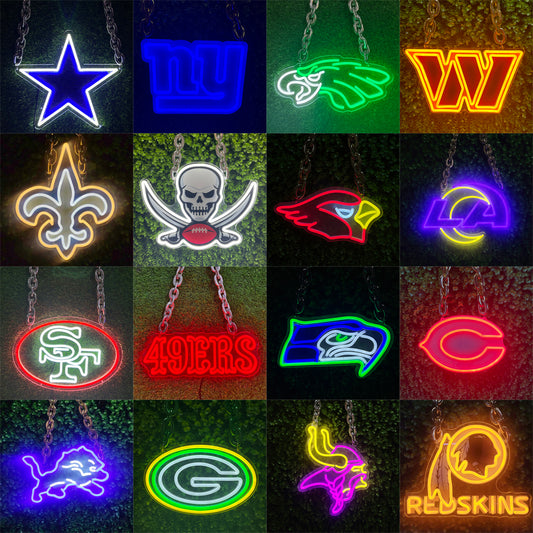 Illuminate Your Passion with an American Football Team Logo Neon Sign Chains for fans