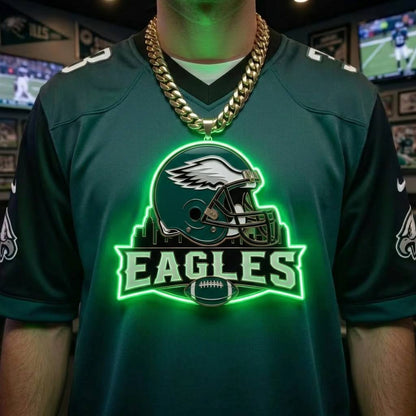 Philadelphia Eagles 30cm Oversized LED Neon Pendant Sign Big Team Logo Chain Heavy Gold Cuban Link Medallion Fan Shop Supply Chains for fans