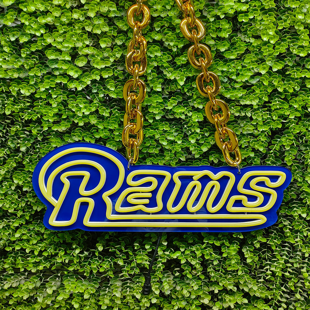 Illuminate Your Passion American football Los Angeles Rams Neon lighting up big logo chain for your team Chains for fans