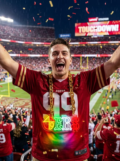 49ers LED Neon Sign Chain Heavy Gold Pendant for NFL Niner Empire Fans Sports Bar Party Decor Chains for fans