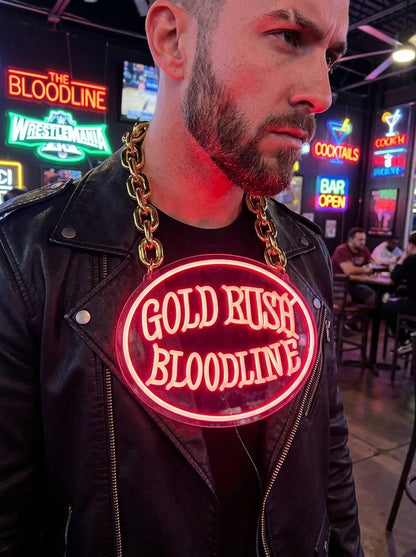 49ers LED Neon Sign Chain Heavy Gold Pendant for NFL Niner Empire Fans Sports Bar Party Decor Chains for fans