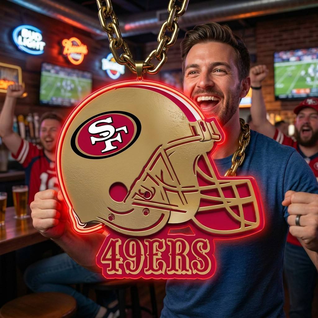 San Francisco 49ers Helmet Neon Sign 3D UV Printed Die-Cut Sports Chain LED Light Decor for Game Room Bar Gift Chains for fans