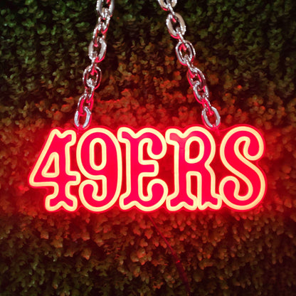 Illuminate Your 49ers Fandom with our Fast Delivery Low MOQ San Francisco 49ers Neon Sign Chain Light-up Necklace Chains for fans