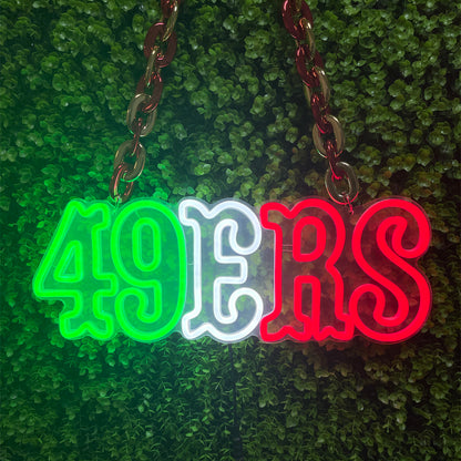 Illuminate Your 49ers Fandom with our Fast Delivery Low MOQ San Francisco 49ers Neon Sign Chain Light-up Necklace Chains for fans