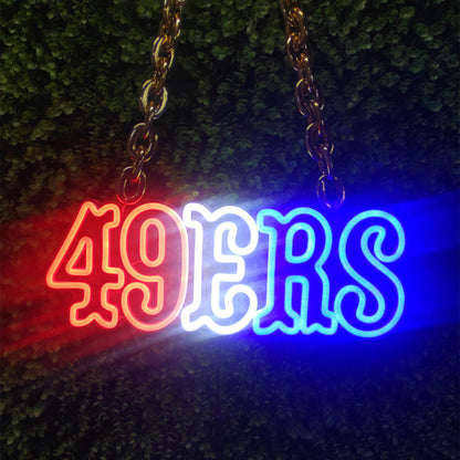 Illuminate Your 49ers Fandom with our Fast Delivery Low MOQ San Francisco 49ers Neon Sign Chain Light-up Necklace Chains for fans