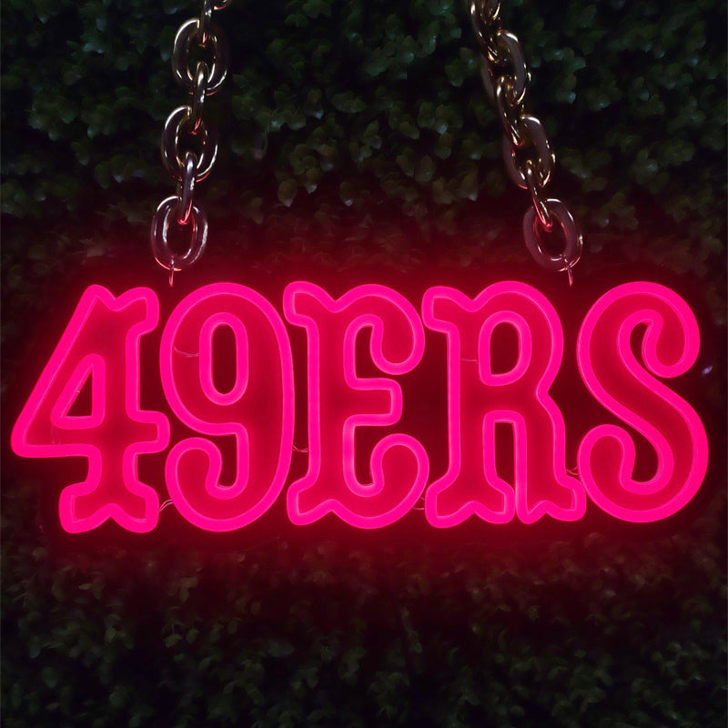 Illuminate Your 49ers Fandom with our Fast Delivery Low MOQ San Francisco 49ers Neon Sign Chain Light-up Necklace Chains for fans