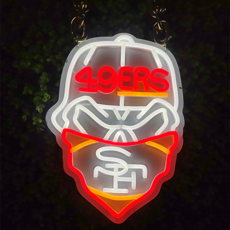 Illuminate Your 49ers Fandom with our Fast Delivery Low MOQ San Francisco 49ers Neon Sign Chain Light-up Necklace Chains for fans