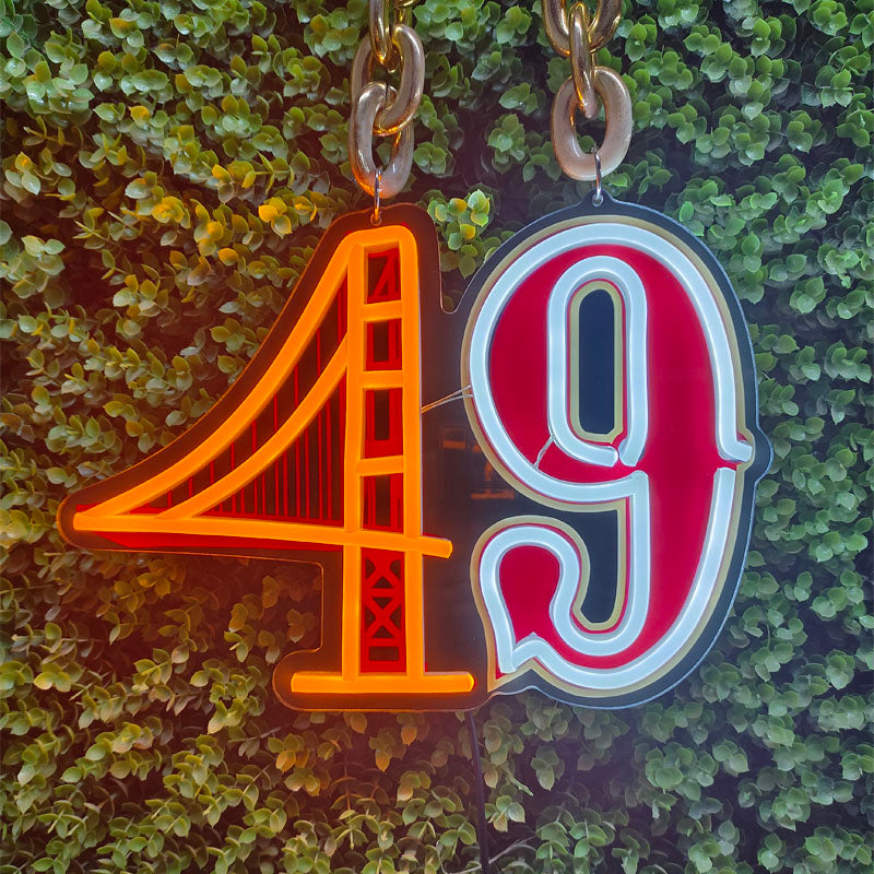 Illuminate Your 49ers Fandom with our Fast Delivery Low MOQ San Francisco 49ers Neon Sign Chain Light-up Necklace Chains for fans