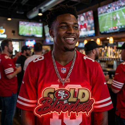 San Francisco 49ers 30cm Oversized LED Neon Pendant Sign Big Team Logo Chain Heavy Silver Cuban Link Medallion Fan Shop Supply Chains for fans