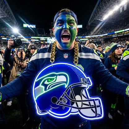 Seattle Seahawks 30cm Oversized LED Neon Pendant Sign Big Team Logo Chain Light Duty Acrylic Material Medallion Fan Shop Supply Chains for fans