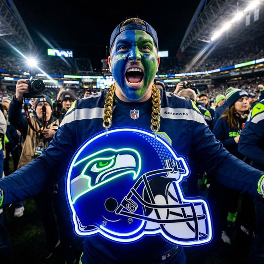 Seattle Seahawks 30cm Oversized LED Neon Pendant Sign Big Team Logo Chain Light Duty Acrylic Material Medallion Fan Shop Supply Chains for fans