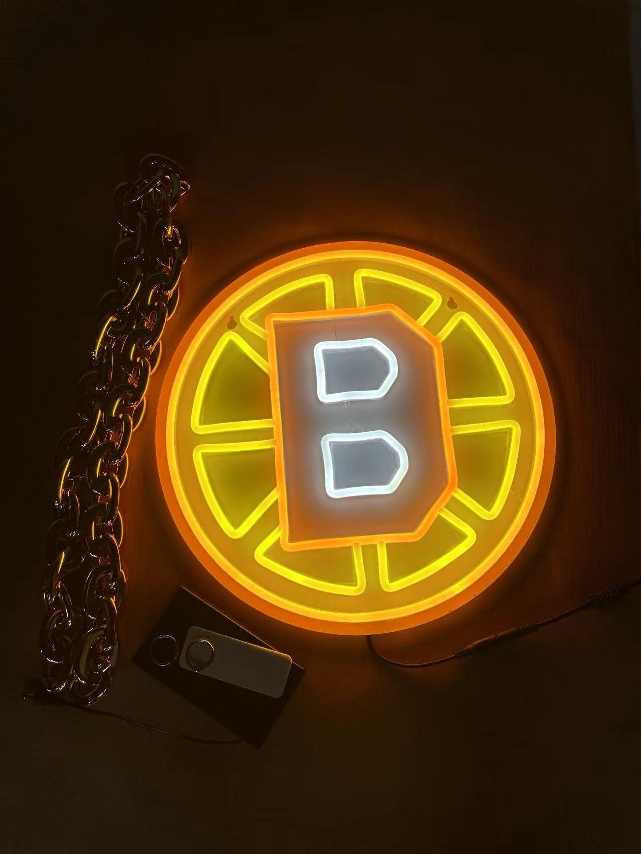 Boston Bruins logo neon sign