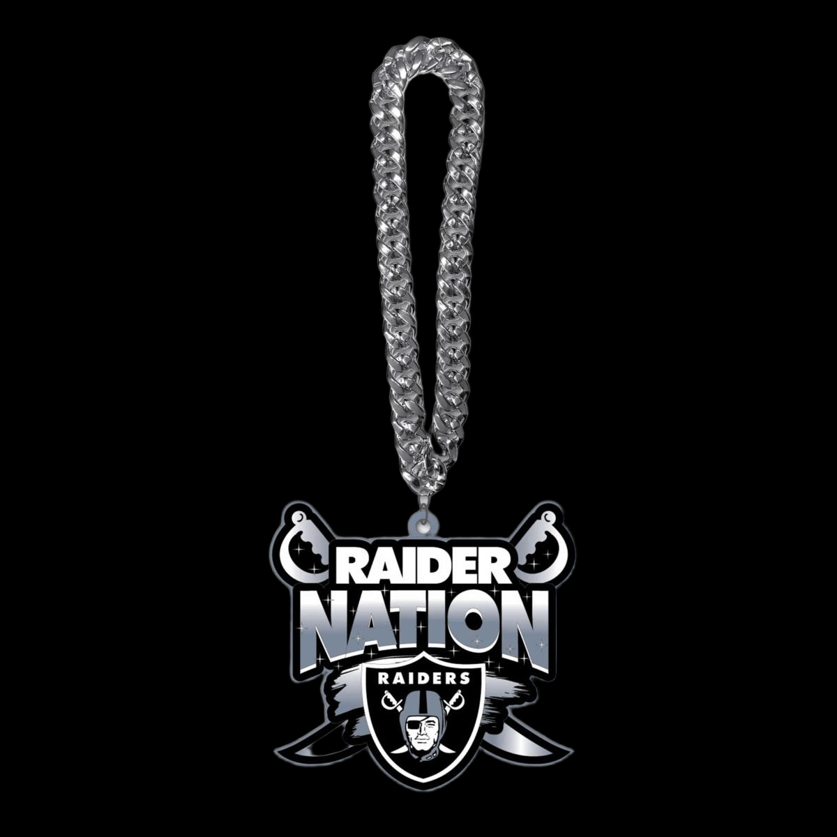 Las Vegas Raiders Raider Nation logo chains necklace for American football fans, showcasing team pride.