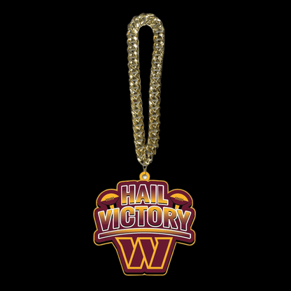Hail Victory necklace with gold chain representing Washington Commanders American football pride.